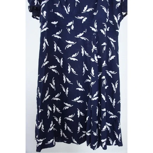 Maeve Anthropologie Fern Ruched Navy Print Dress - Picture 8 of 10
